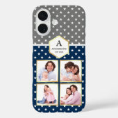 ネイビーブルーとホワイトの星柄フォトコラージュ Case-Mate iPhoneケース (裏面)