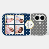 ネイビーブルーとホワイトの星柄フォトコラージュ Case-Mate iPhoneケース (裏面 (横))