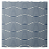 ネイビーブルーとホワイトの波状パターン タイル (正面)