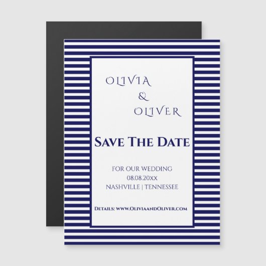 ネイビーブルーとホワイトの磁気カストライプのード (正面/裏面)