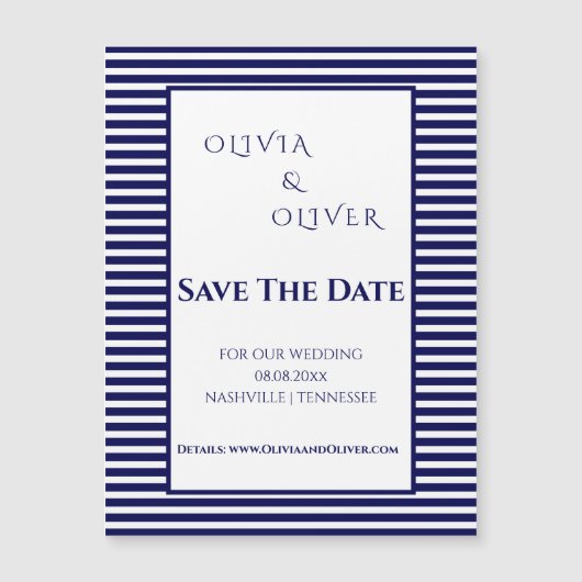 ネイビーブルーとホワイトの磁気カストライプのード (正面)