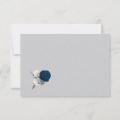 ネイビーブルーとホワイトの花グレ葉イ サンキューカード (裏面)