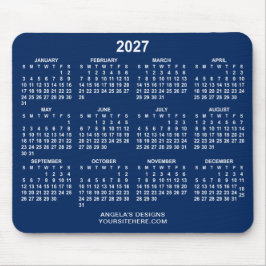 ネイビーブルーとホワイトの2027年カレンダー販促グッズ マウスパッド