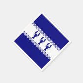 ネイビーブルーとホワイトの3つの沿岸ロブスター スタンダードカクテルナプキン (角)