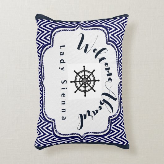 ネイビーブルーとホワイトをカスタマイズして船舶用ホイールを装備 アクセントクッション (正面(垂直))