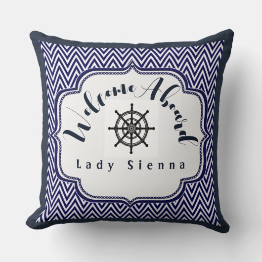 ネイビーブルーとホワイトをカスタマイズして船舶用ホイールを装備 クッション (正面)