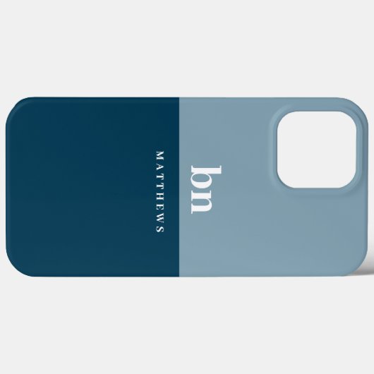 ネイビーブルーとホワイトイニシャルモノグラムケースメイトiP Case-Mate iPhoneケース (裏面 (横))