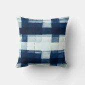 ネイビーブルーとホワイトウォーターのカラープレイド装飾用クッション クッション (裏面)