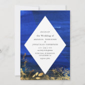 ネイビーブルーとホワイトウォーター結婚カラー 招待状 (正面)