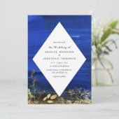 ネイビーブルーとホワイトウォーター結婚カラー 招待状 (スタンド正面)