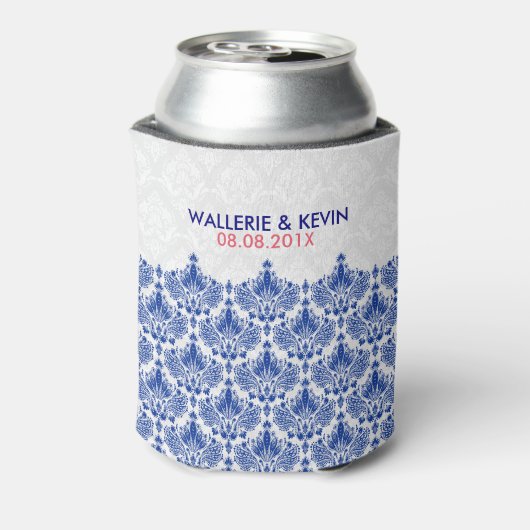 ネイビーブルーとホワイトエレガントダレースのようマスク 缶クーラー (缶裏面)
