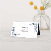 ネイビーブルーとホワイトエレガントフローラ結婚ズ プレイスカード (裏面)