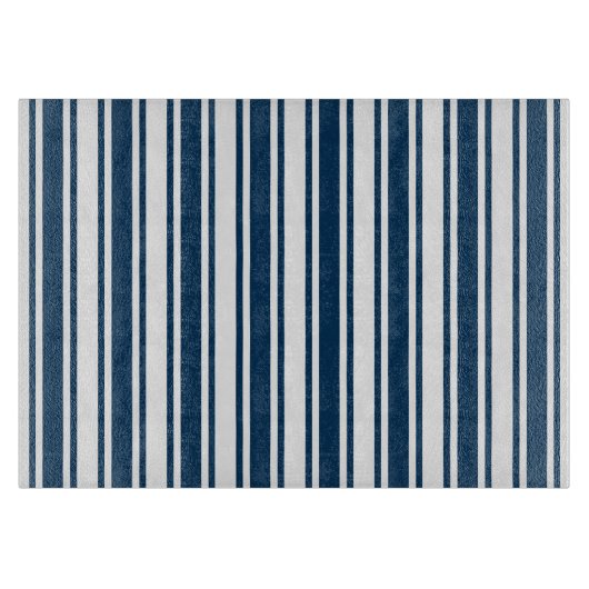 ネイビーブルーとホワイトキャンディストライプー カッティングボード (正面)
