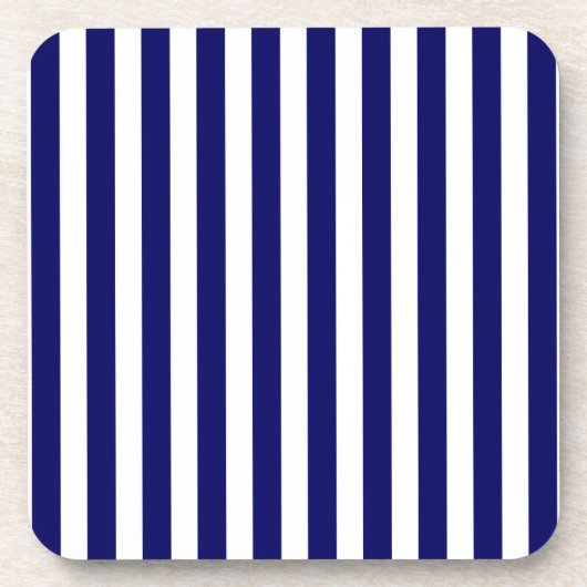ネイビーブルーとホワイトキャンディストライプー コースター (正面)
