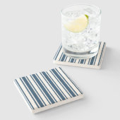 ネイビーブルーとホワイトキャンディストライプー ストーンコースター (横)