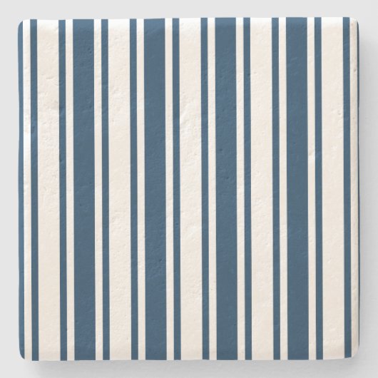 ネイビーブルーとホワイトキャンディストライプー ストーンコースター (正面)