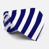 ネイビーブルーとホワイトキャンディストライプー ネクタイ (ロール)
