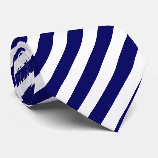 ネイビーブルーとホワイトキャンディストライプー ネクタイ (ロール)