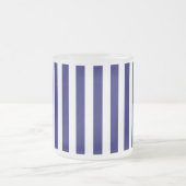 ネイビーブルーとホワイトキャンディストライプー フロストグラスマグカップ (中央)