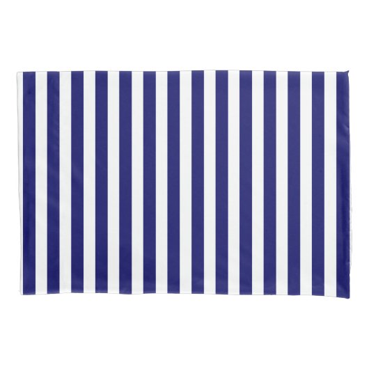 ネイビーブルーとホワイトキャンディストライプー 枕カバー (正面)