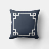 ネイビーブルーとホワイトギリシャ鍵 クッション (裏面)