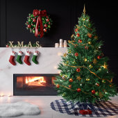 ネイビーブルーとホワイトギンガムプレイドモノグラム ブラッシュドポリエステルツリースカート