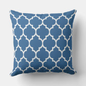 ネイビーブルーとホワイトクローバーの幾何学的パターン クッション (裏面)