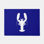 ネイビーブルーとホワイトコースタルデコールロブスター ドアマット (正面)