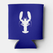 ネイビーブルーとホワイトコースタルデコールロブスター 缶クーラー (正面)