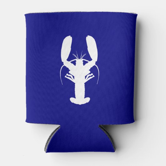 ネイビーブルーとホワイトコースタルデコールロブスター 缶クーラー (正面)