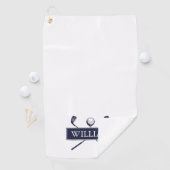 ネイビーブルーとホワイトゴルフクラブの名パーソナライズされた称 ゴルフタオル (インサイチュ)