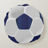 ネイビーブルーとホワイトサッカーボール ラウンドクッション (裏面)