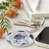ネイビーブルーとホワイトサッカー⚽ボール キーホルダー (正面右)