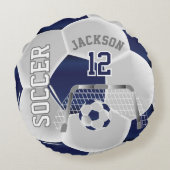 ネイビーブルーとホワイトサッカー | DIY名 ラウンドクッション (裏面)