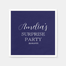 ネイビーブルーとホワイトサプライズ誕生日パーティー スタンダードカクテルナプキン