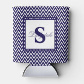 ネイビーブルーとホワイトシェブロンストライプ 缶クーラー (正面)