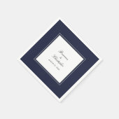 ネイビーブルーとホワイトシンプルエレガントな結婚式 スタンダードカクテルナプキン (角)