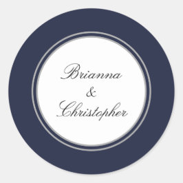 ネイビーブルーとホワイトシンプルエレガントな結婚式 ラウンドシール