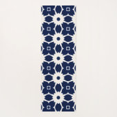 ネイビーブルーとホワイトジオメトリックフローラ ヨガマット (裏面)