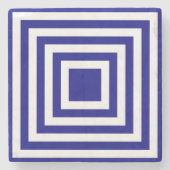 ネイビーブルーとホワイトスクエアストライプ ストーンコースター (正面)