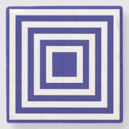 ネイビーブルーとホワイトスクエアストライプ ストーンコースター