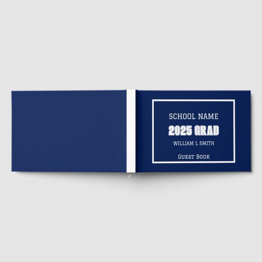 ネイビーブルーとホワイトスクールカラー卒業 ゲストブック (全面)