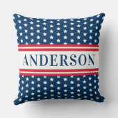 ネイビーブルーとホワイトスター愛国心パーソナライズされたある クッション (裏面)