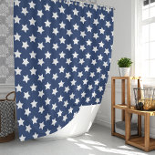 ネイビーブルーとホワイトスター シャワーカーテン
