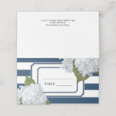 ネイビーブルーとホワイトストライプのアジサイフローラアート プレイスカード (外部開封)