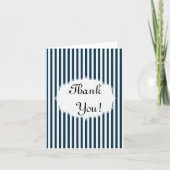 ネイビーブルーとホワイトストライプのサンキューノートカード サンキューカード (正面)
