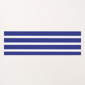 ネイビーブルーとホワイトストライプのパターン ヨガマット (正面(横))