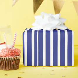 ネイビーブルーとホワイトストライプのパターン ラッピングペーパー