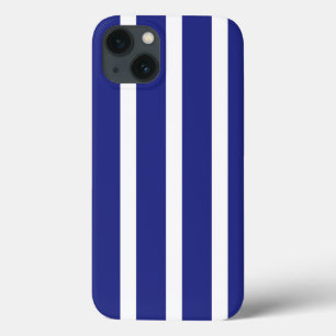 ネイビーブルーとホワイトストライプのパターン iPhone 13ケース