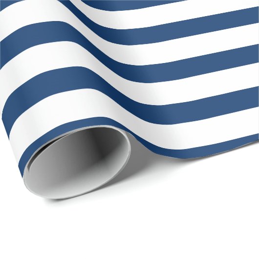 ネイビーブルーとホワイトストライプ紙 ラッピングペーパー (ロールコーナー)